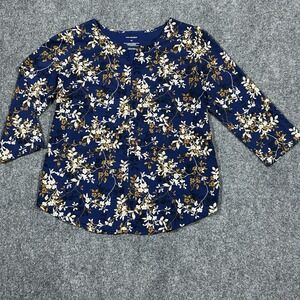 Van Heusen Women's‎ Multicolor Floral Round Neck 3/4 Sleeve Blouse Top Sz Medium